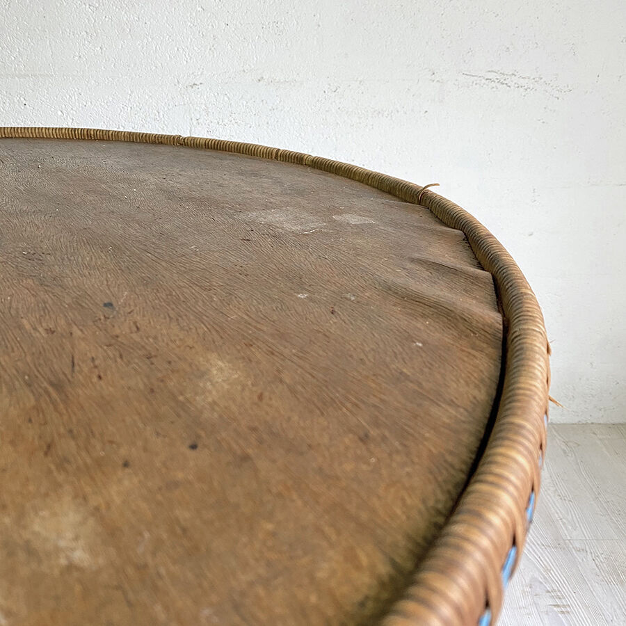 60's vintage rattan garden table