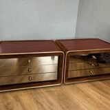 Ruf International Nightstands – Pair Mirrored Bedside Tables 1970s