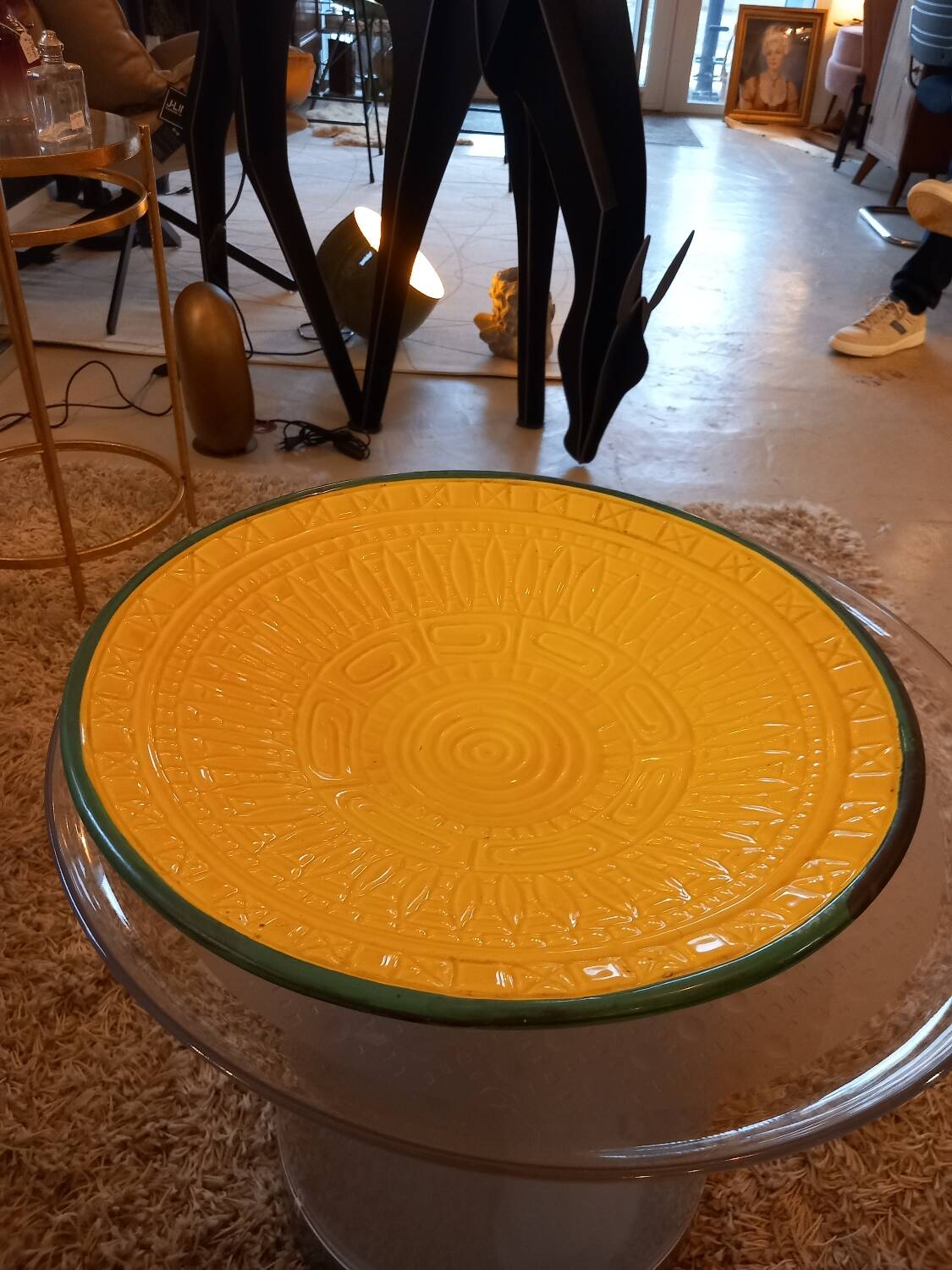 Large round dish. Dieulefit Caves. Vintage