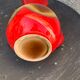 Red and beige glazed ceramic jug, pitcher, carafe, designer and vintage