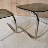 2 nesting tables in glass and chrome metal