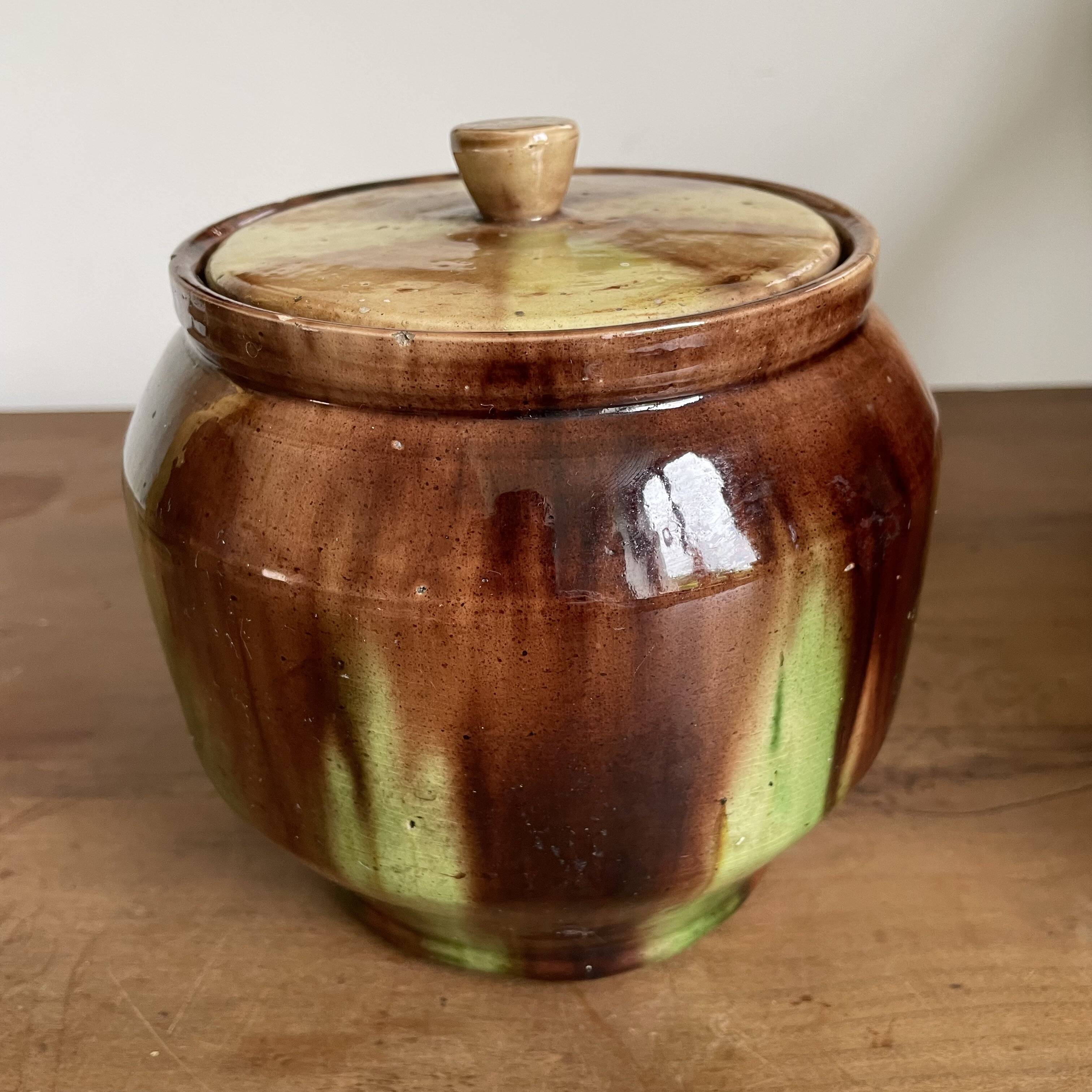 Glazed terracotta covered pot