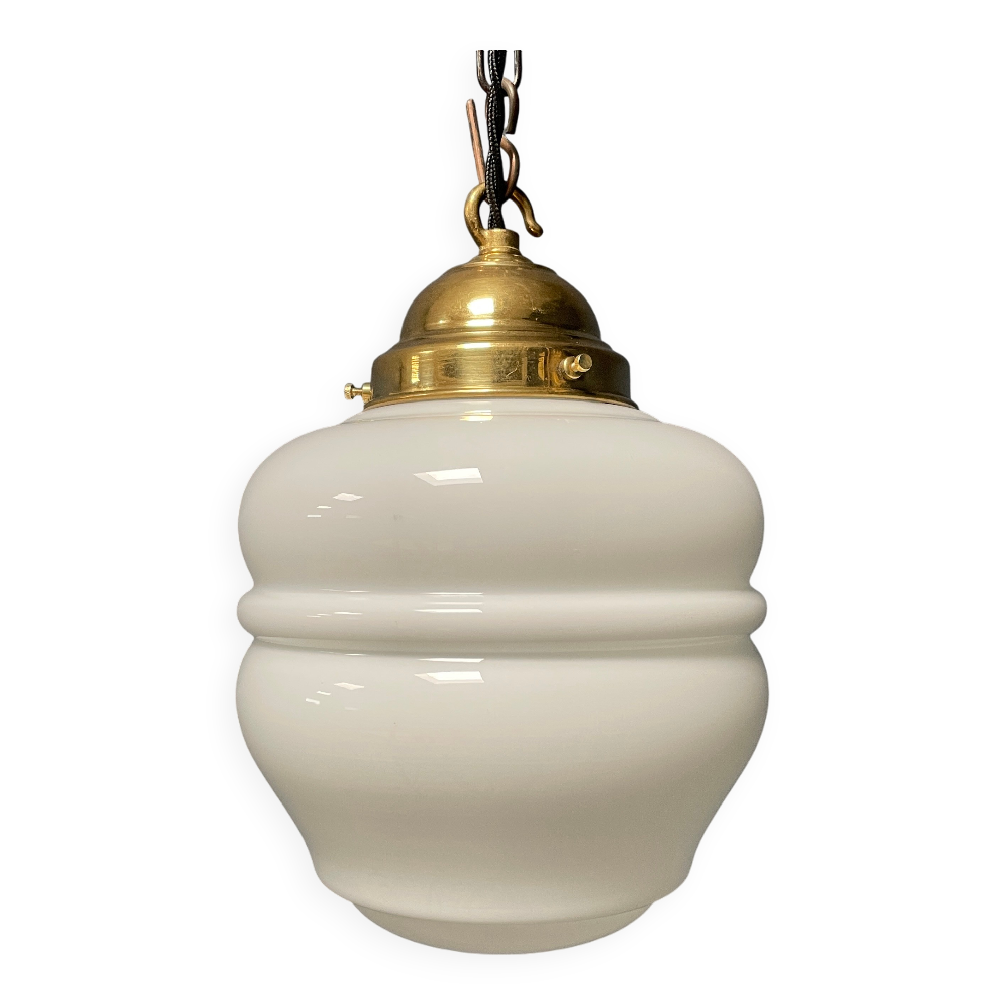 English opaline with brass glass pendant lamp