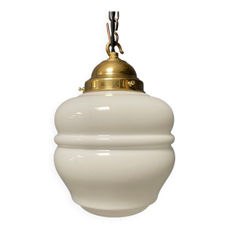 English opaline with brass glass pendant lamp