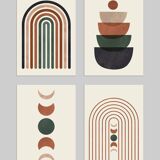 Set of 4 geometric arts with minimalist elements. Art printed on high quality paper