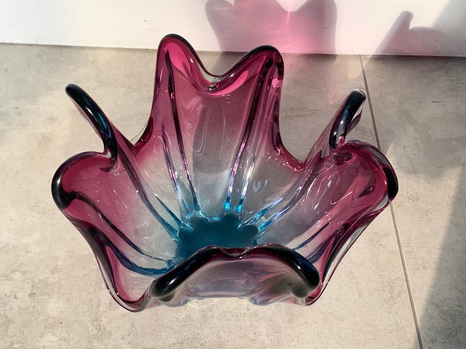 Murano pink and blue splash bowl