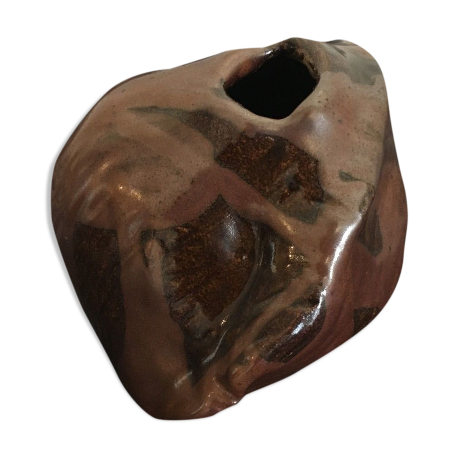 Vase ball enamelled pottery of artist's signature terminal