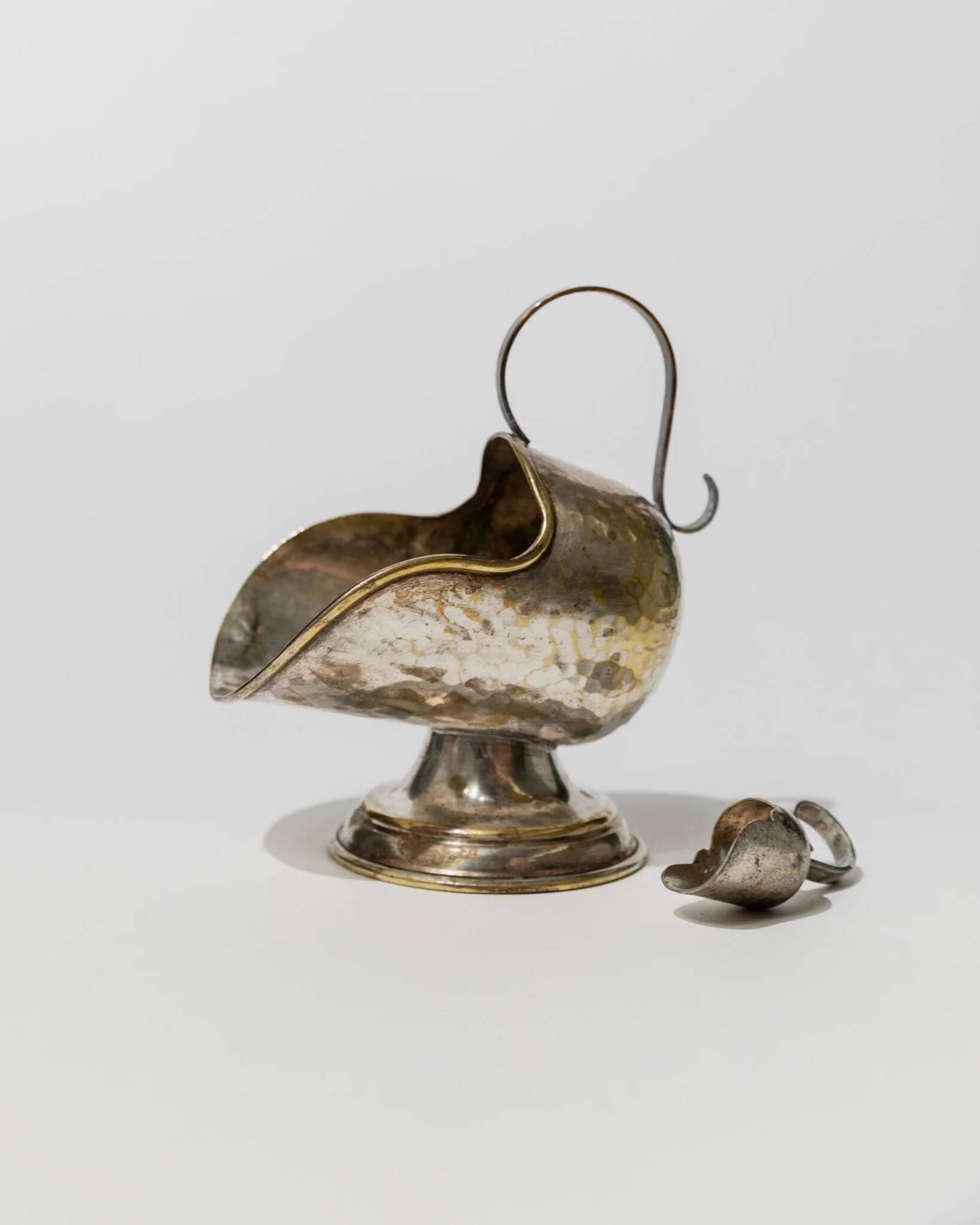 Argent Silver-Plated, Hand-Carved Footed Sugar Box with Dosing Spoon - Italian 1920s Retro Table Decor