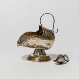 Argent Silver-Plated, Hand-Carved Footed Sugar Box with Dosing Spoon - Italian 1920s Retro Table Decor