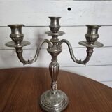 Pair of Louis XVI style candlesticks in silver-plated bronze
