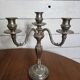 Pair of Louis XVI style candlesticks in silver-plated bronze