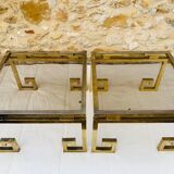 Pair of brass and glass side tables circa 70/80