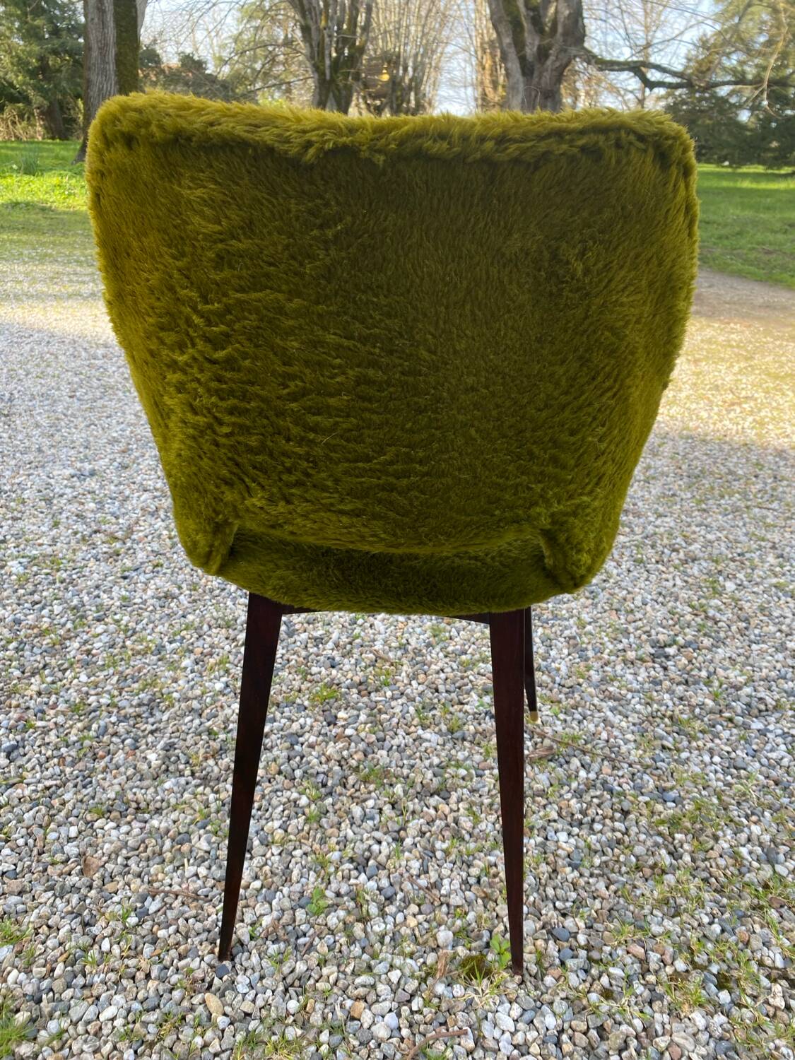 Green faux fur chair