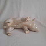 Statue. Cracked ceramic pig.