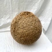 Suspension boule vintage en corde et rotin - 36 cm