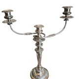 Pair of three-light convertible candelabras in silver metal