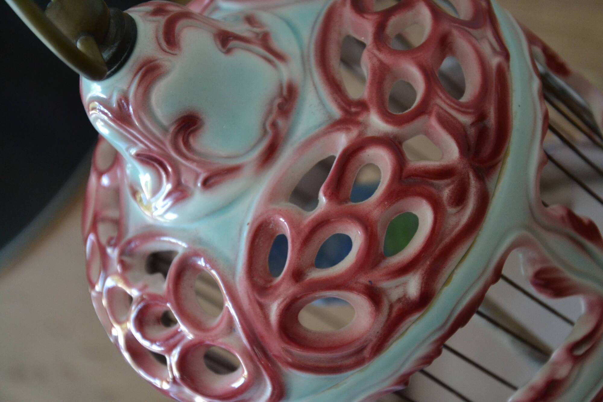 Antique Italian ceramic birdcage