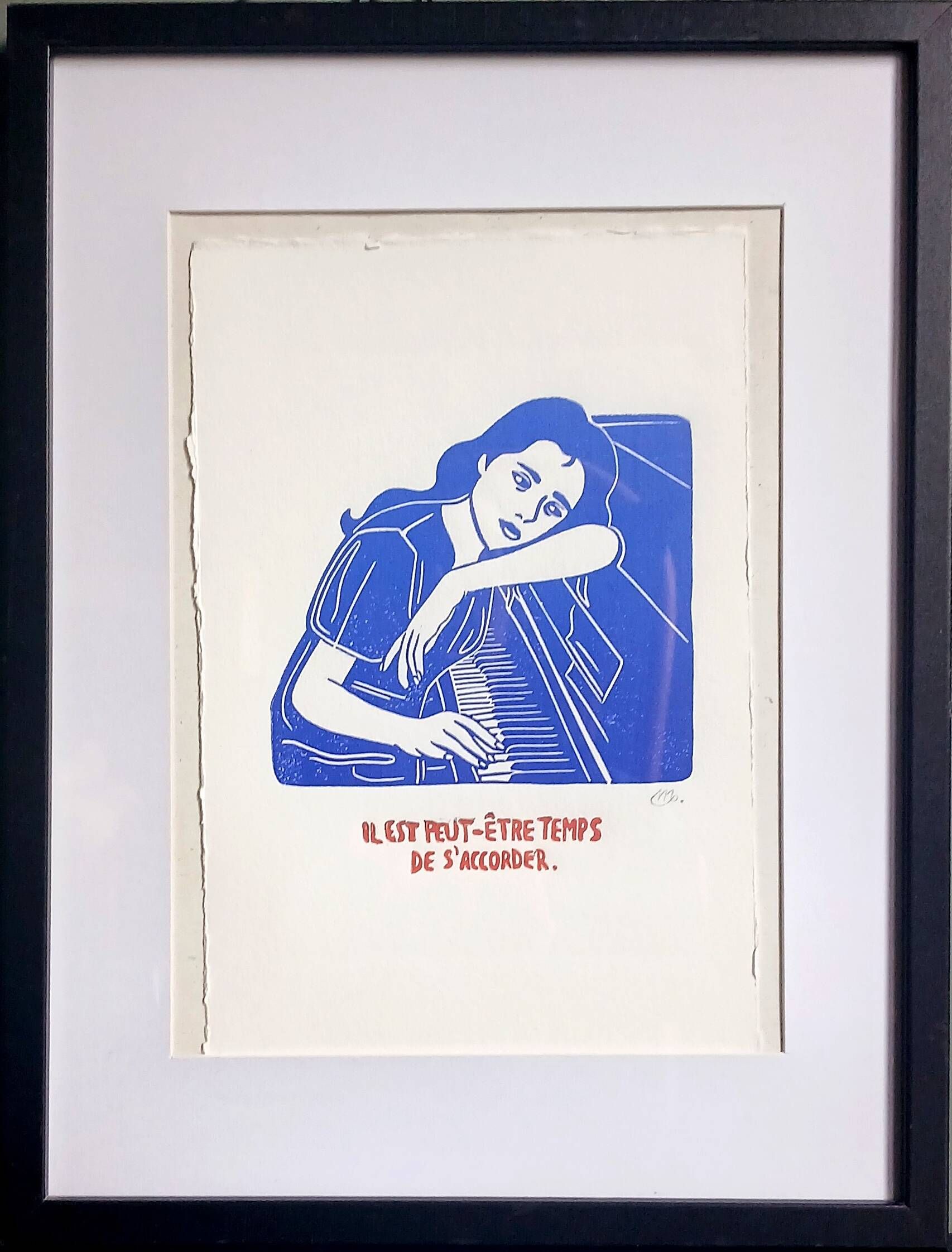 Linogravure Noémie Mahieux signée & encadrée.