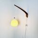 Model 705 Wall Lamp In Teak And Opaline Glass By Uno & Östen Kristiansson For Luxus, Sweden 1960S