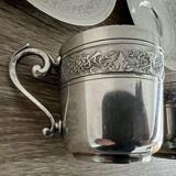 2 Gallia silver-plated cups and saucers with rooster and goat's head hallmarks, numbered