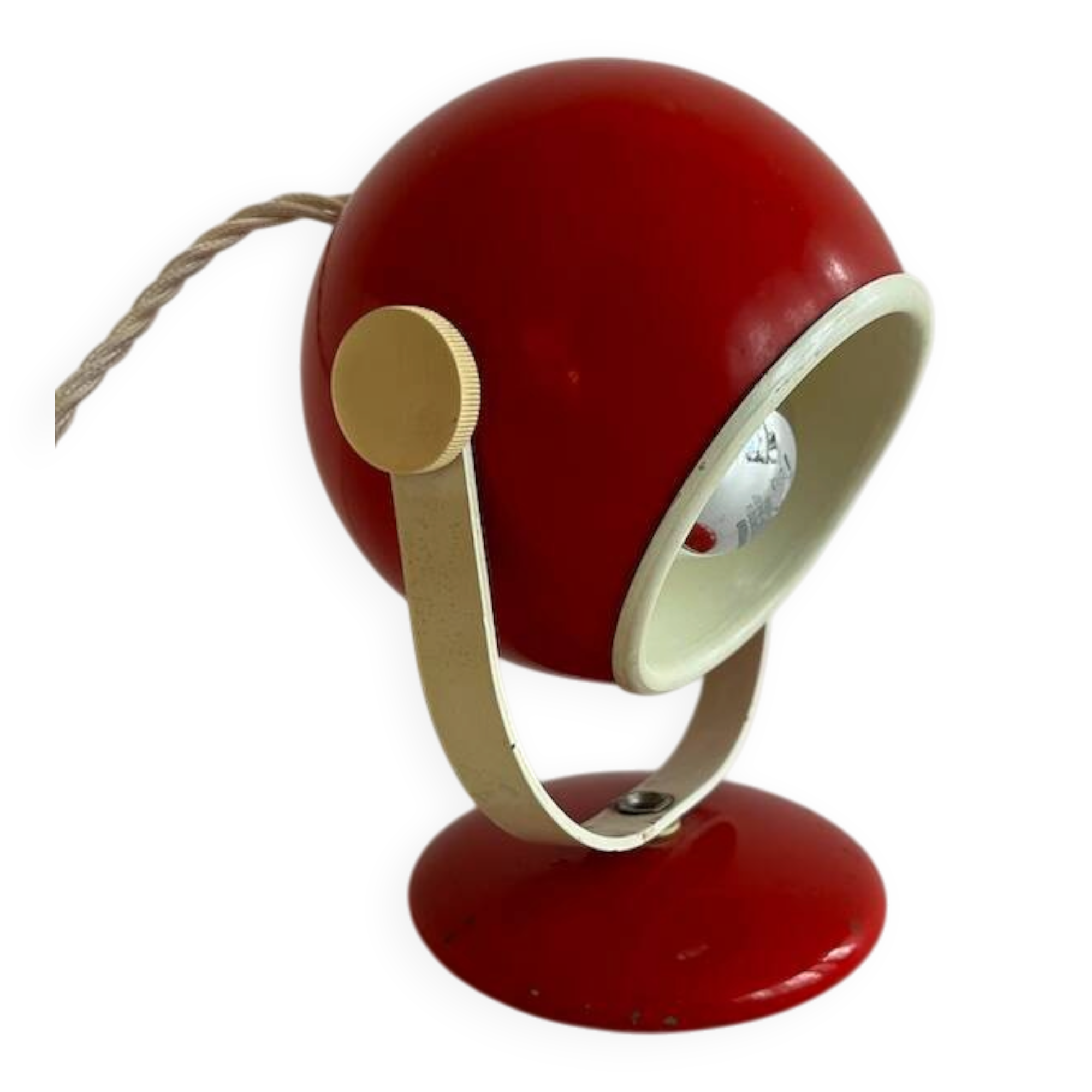 Red 70s eyeball table lamp