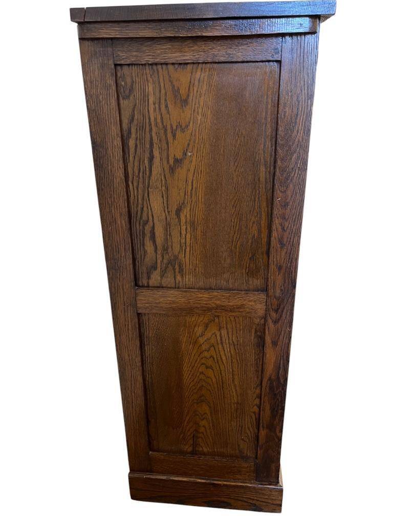 Vintage wooden filing cabinet with roller shutter