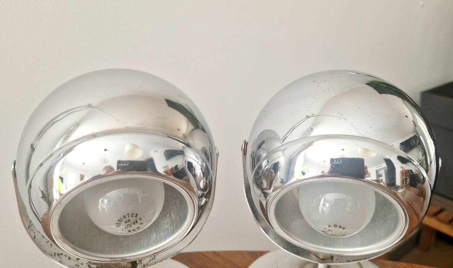 Pair of 1960s Space Age design chrome lamps