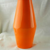 Large orange losangic vase - Laurentian pottery - 80s / 90s