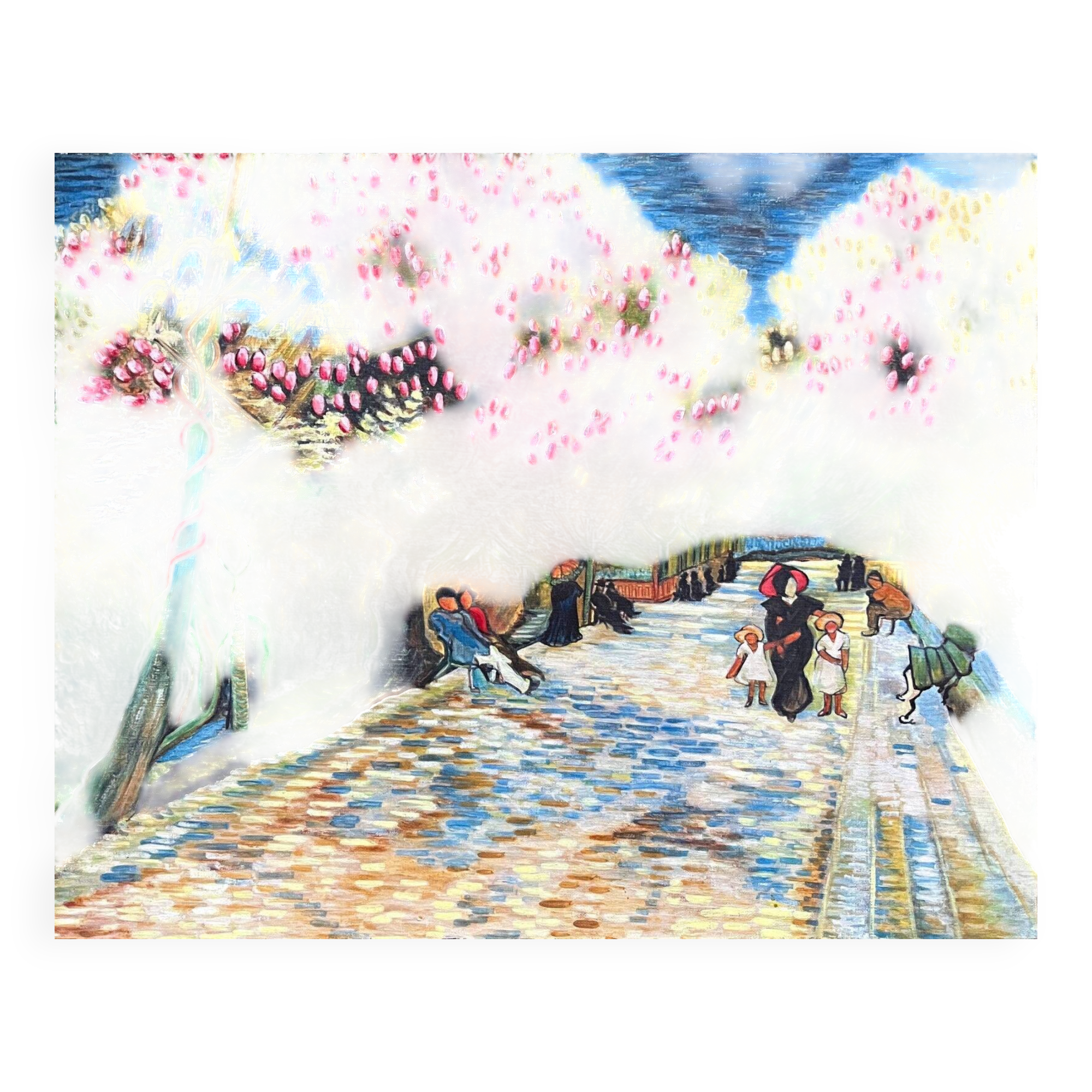 Tableau hst travail de copiste van gogh "marronniers à fleurs rouge parc ar