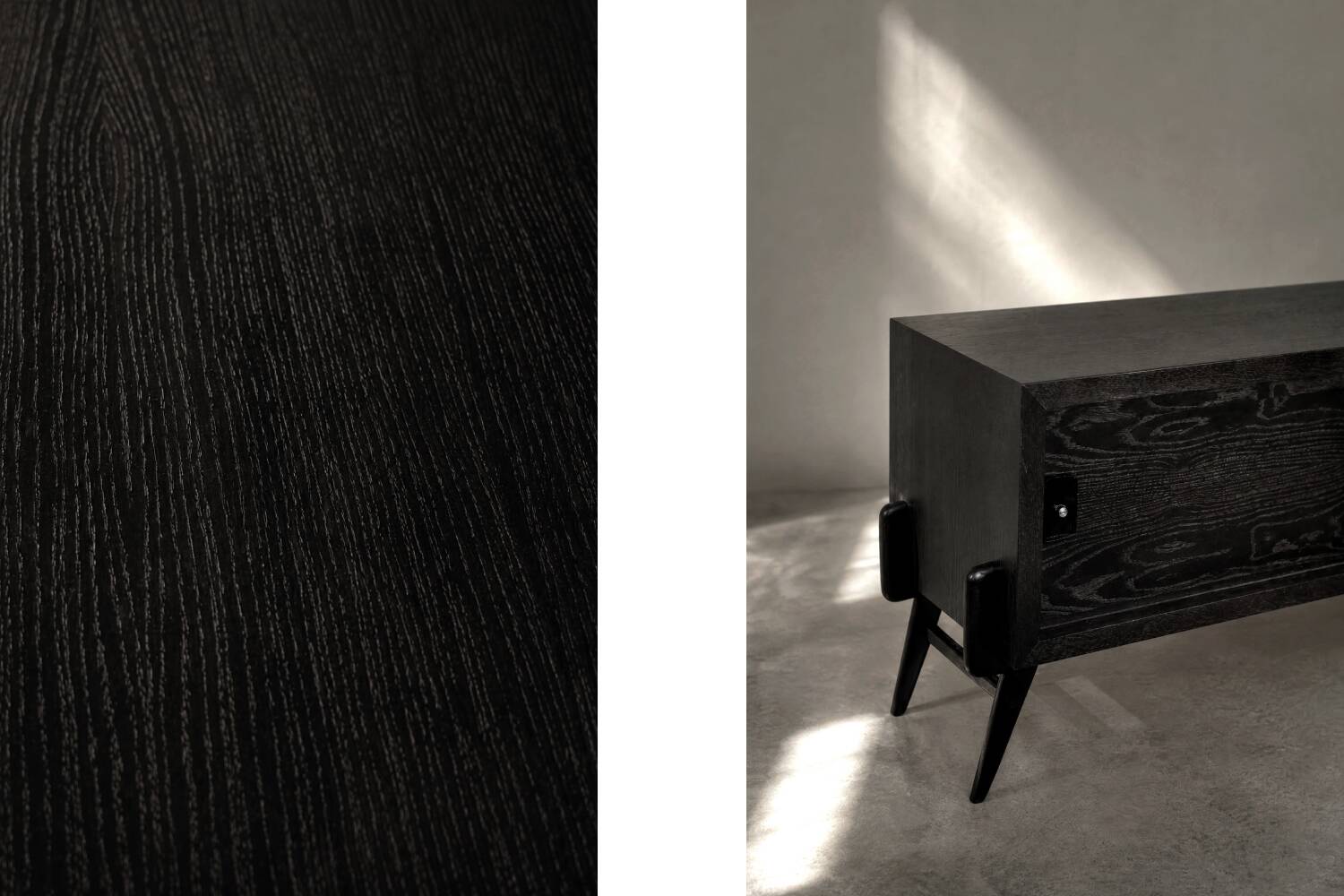 Mid-Century Modern Scandinavian Dark Oak Sideboard with Metal Handles