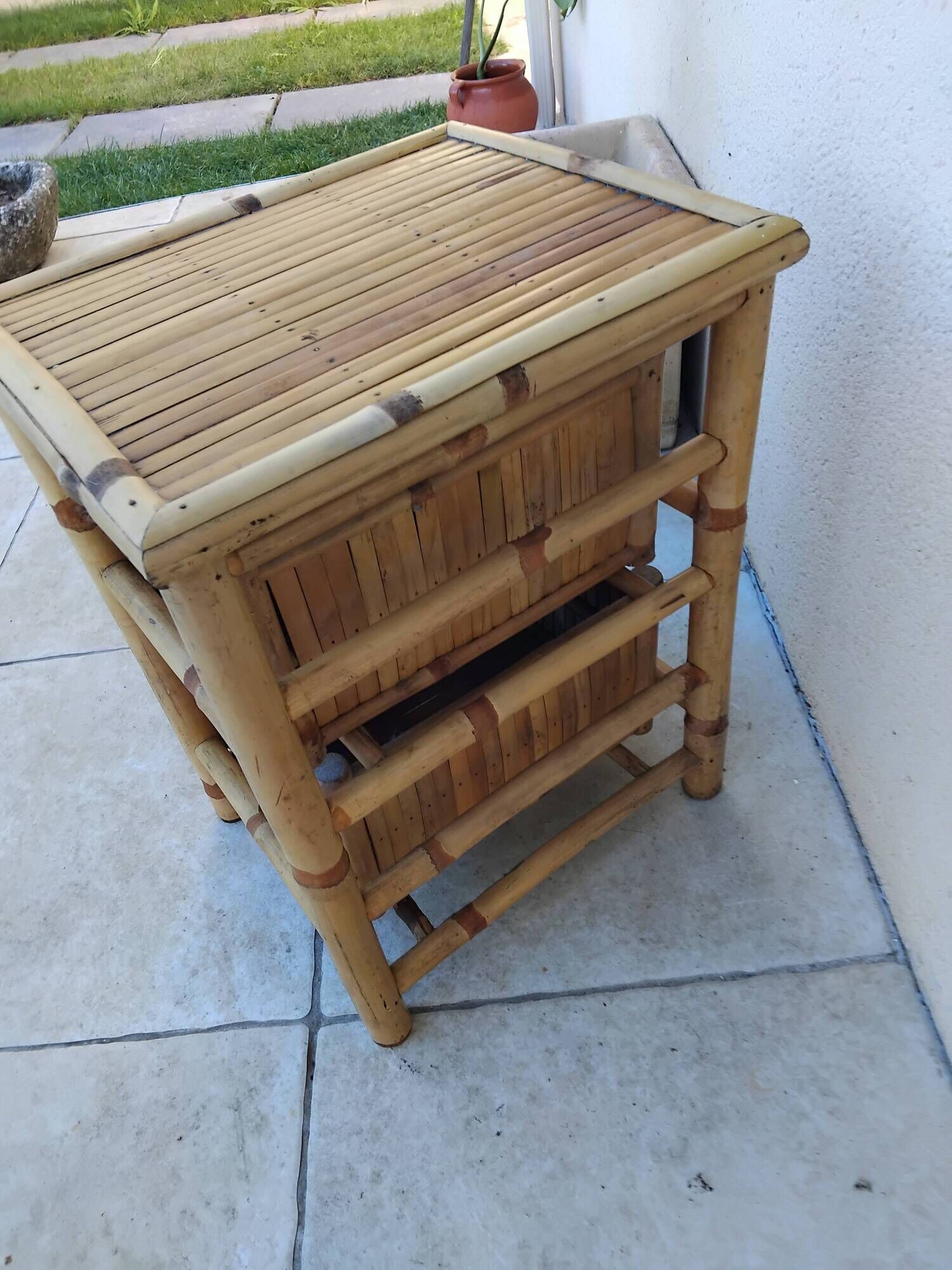 Vintage design bamboo bedside table