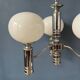 Mid-Century opaline glass chandelier with chrome structure