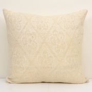 Square white kilim pillow with floral motif, handmade tribal vintage kilim pillow, boho throw pillow