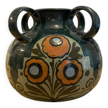 Large round vase with four handles