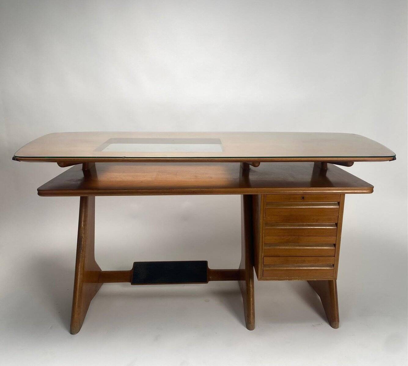 Desk in Wood and Glass attributed to Melchiorre Bega, Italy, 1950s