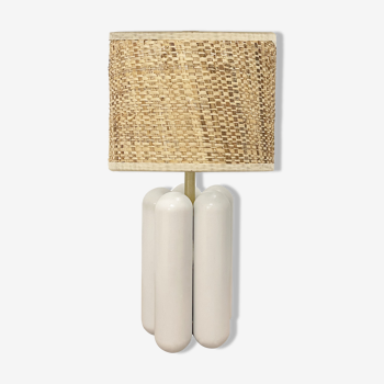 Lampe Charlotte Blanche Raphia - Cosin Paris