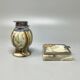1960s mid-century modern Italian onyx smoking set with table lighter & ashtray