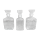 Set of 3 glass whiskey decanters
