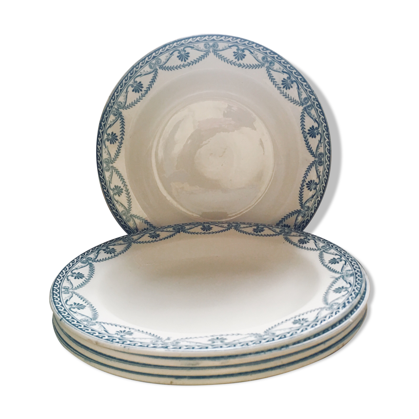 Set of 5 plates service Empire earthenware of Salins-iron Earth