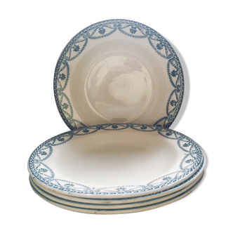 Lot de 5 assiettes service Empire faïence de Salins Terre de fer