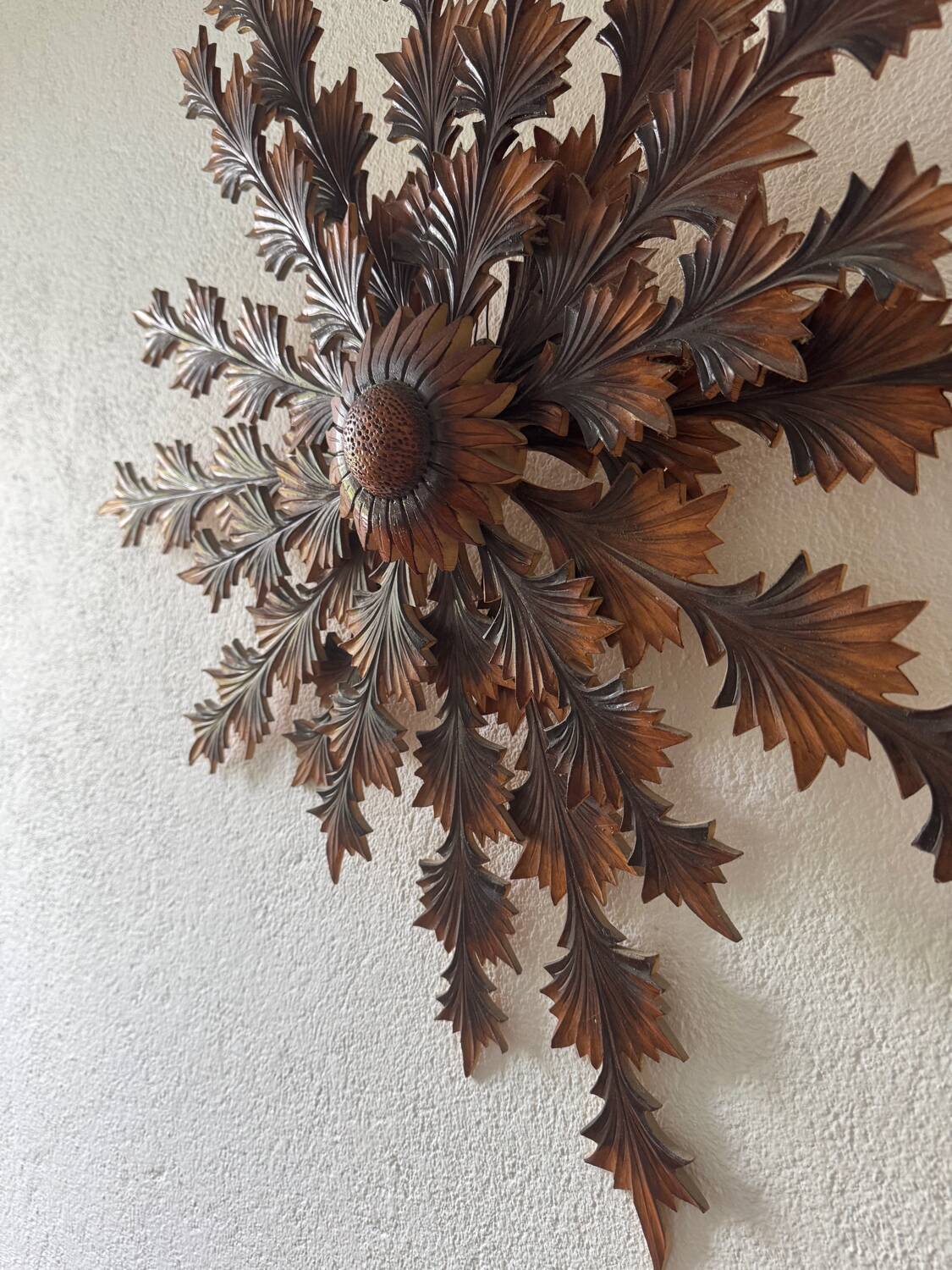 Wooden sunflower decoration Poland 60s