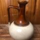 Old Vintage White & Brown Cracked Ceramic Pitcher
