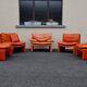Set of 5 Italian leather armchairs - 1970s