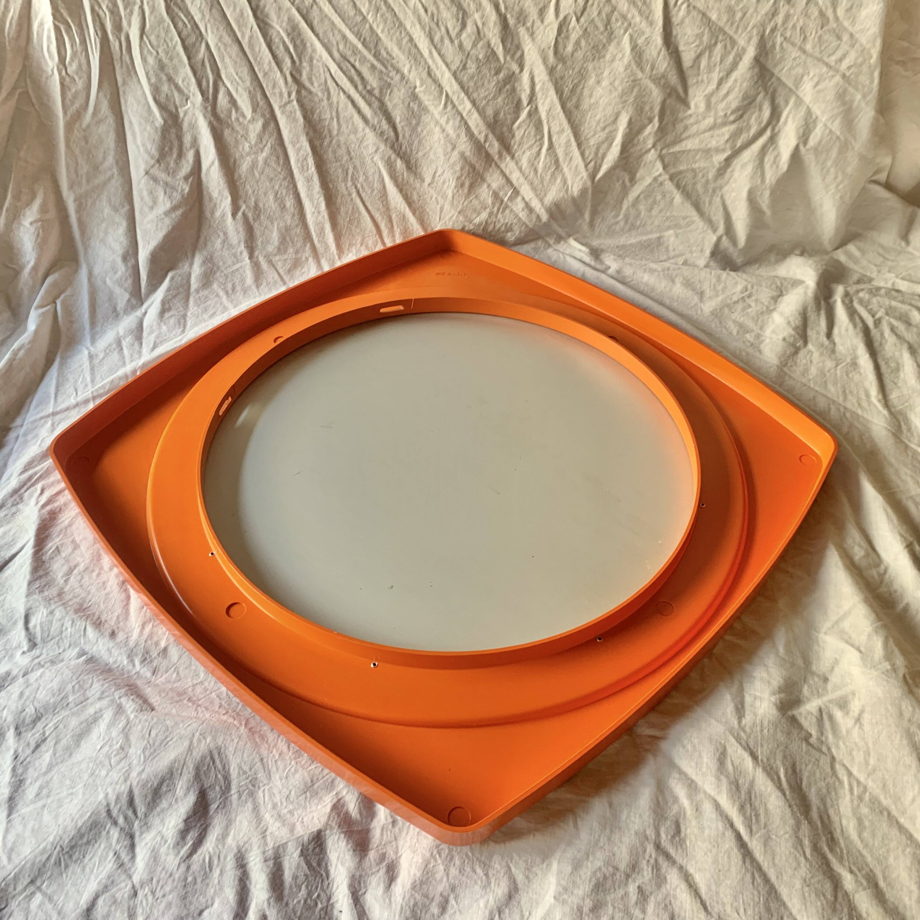 Space Age mirror in orange plastic Thema - made in Italy - 60 cm