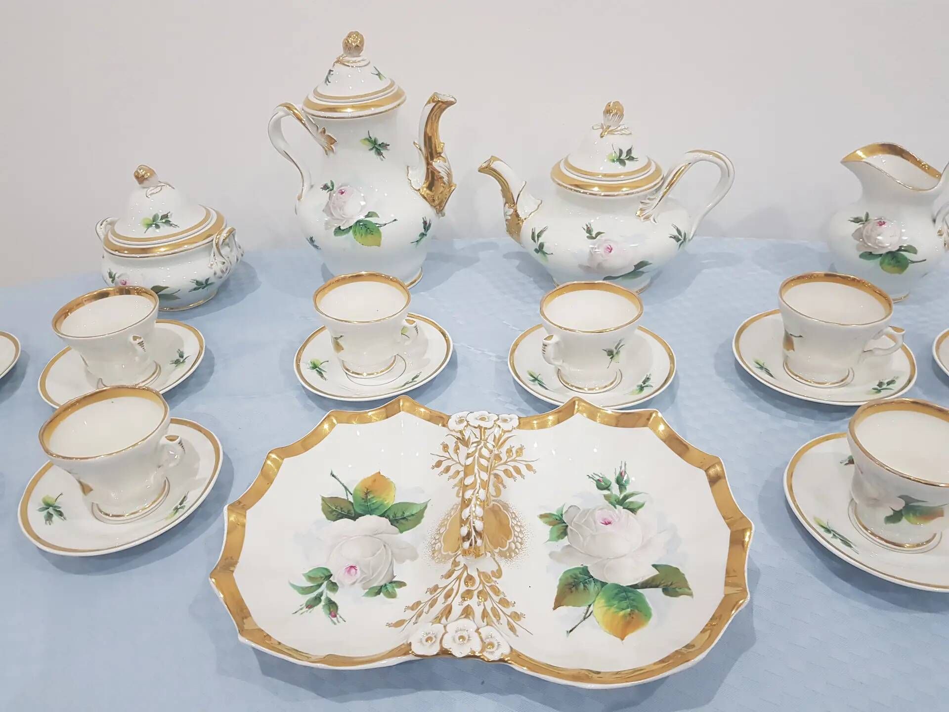 Coffee service set, white porcelain with gilding, KPM, Germany, 19th centur