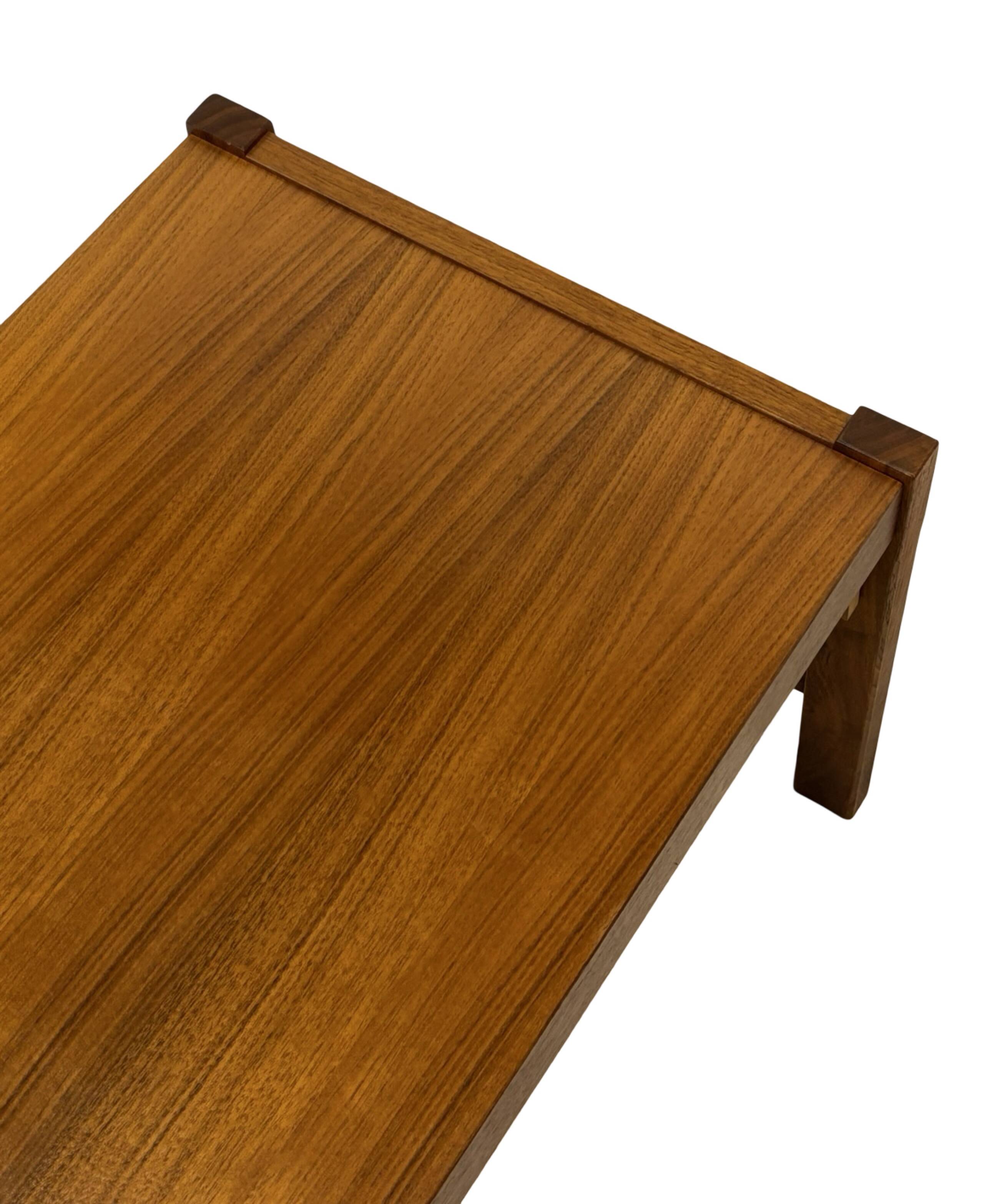 Vintage low sideboard with drawers 70's walnut veneer design