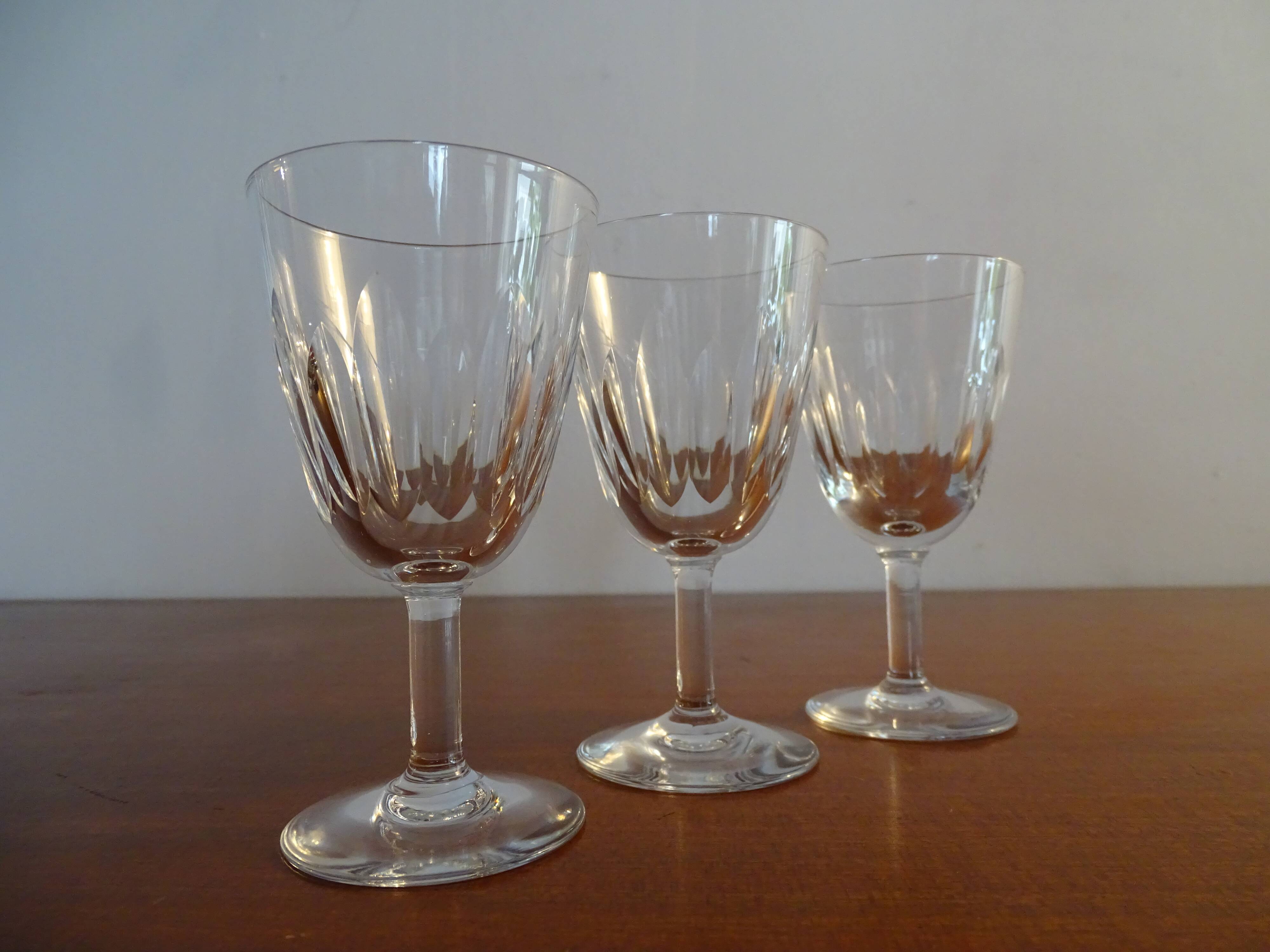 3 old Baccarat crystal cooked wine/port glasses CASSINO model - 11 cm