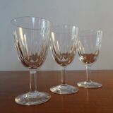 3 old Baccarat crystal cooked wine/port glasses CASSINO model - 11 cm
