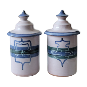 2 pots couverts épices céramique