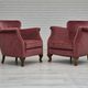 1960s, pair of Danish lounge chairs, original condition, light pink furniture velour.
